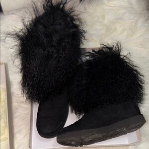 UGG Black Women's Winter Boots with Fur